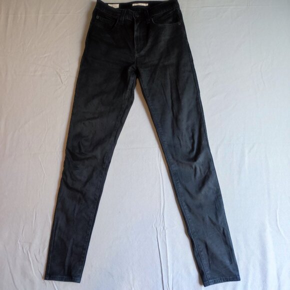 Levi's 721 Premium jeans women's size 27 black high-rise skinny silver tab - Picture 1 of 16